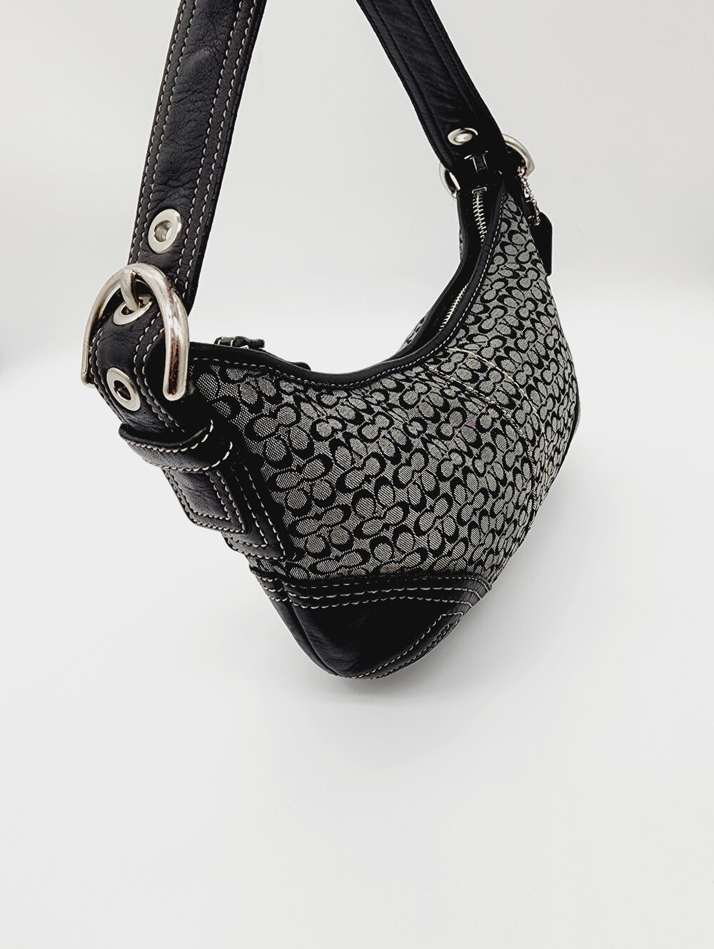 Coach 2154 Vintage Mini Hobo Signature Monogram Grey Black - Picture 5 of 16
